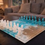Schachbrett aus Epoxidharz mit Stranddeko