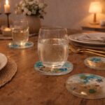 Untersetzer aus Epoxidharz mit Stranddeko